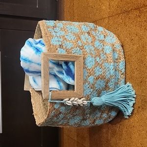 Hand Painted Woven Tote Basket